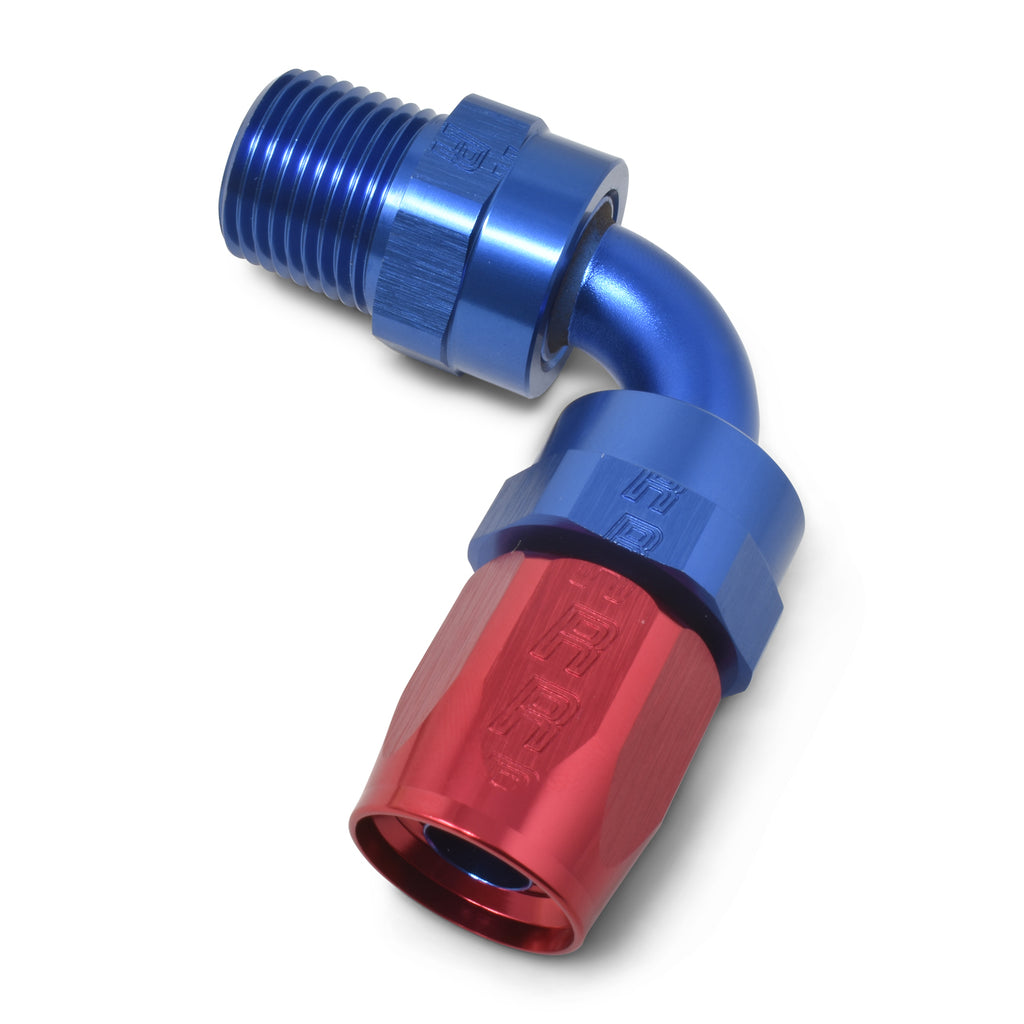 Performance--10-An-RedBlue-90-Deg-Full-Flow-Swivel-Pipe-Thread-Hose-End-(With-38In-Npt)