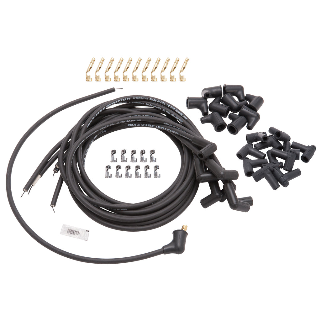 Spark-Plug-Wire-Set-Universal-90-Deg-Boots-500-Ohm-Resistance-8-65Mm-Black-Wire-(Set-Of-9)