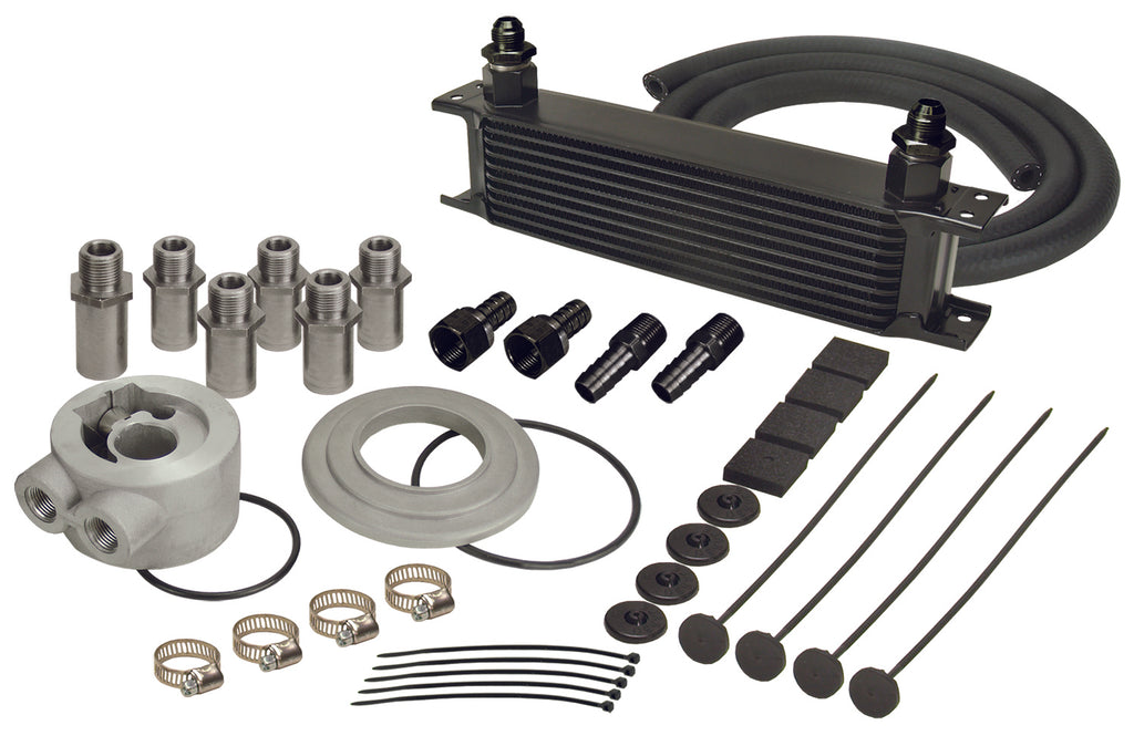 10-Row-Series-10000-Stack-Plate-Universal-Engine-Oil-Cooler-Kit-Sandwich-Adapter