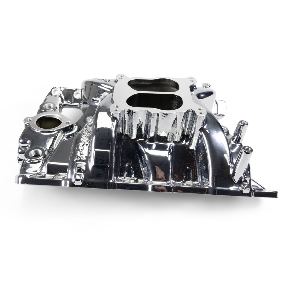Performer-Rpm-Pontiac-326-455-Intake-Manifold,-Chrome-Plasma-Finish