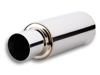 Load image into Gallery viewer, Tpv-Turbo-Round-Muffler-(23In-Long)-With-4In-Round-Tip-Straight-Cut---3In-Inlet-I.D.