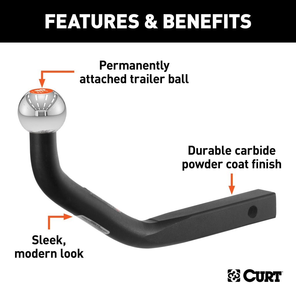 CURT 45592 Euro Mount (2in. Ball; 1-1/4in. Shank; 3;500 lbs.; 5-1/8in. High; 11-1/4in. Long - Truck Part Superstore
