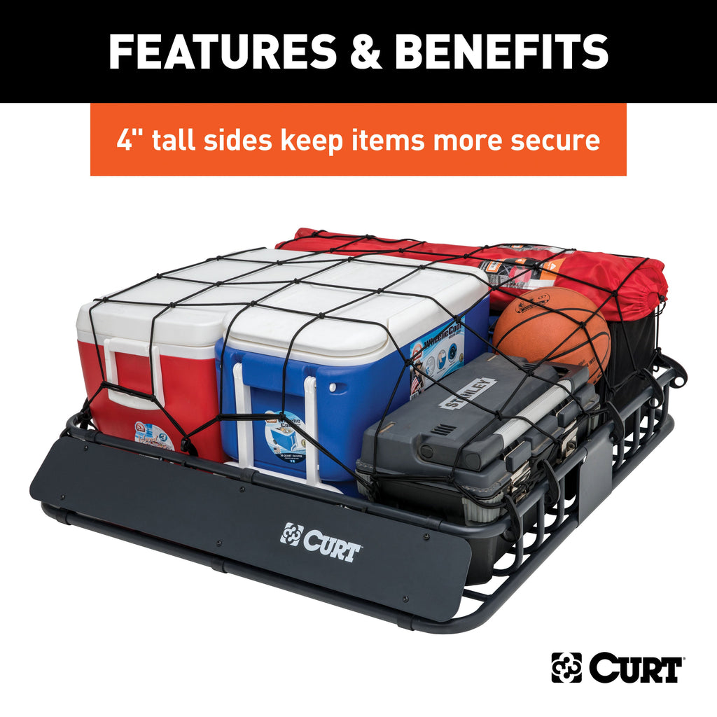 CURT 18115 CURT 18115 Universal 42 x 37-Inch Black Steel Roof Rack Rooftop Cargo Carrier - Truck Part Superstore