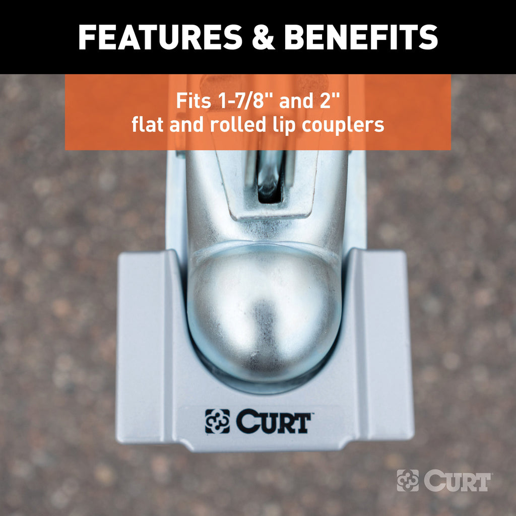 CURT 23079 Trailer Coupler Lock; Fits Most 2in.; 1-7/8in. Couplers (Grey Aluminum) - Truck Part Superstore