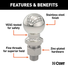 Load image into Gallery viewer, CURT 40054 2-5/16in. Trailer Ball (1in. x 2-1/8in. Shank; 7;500 lbs.; Stainless) - Truck Part Superstore