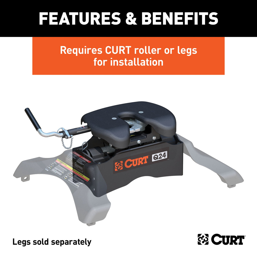 CURT 16545 CURT 16545 Q24 5th Wheel Hitch Head Only; Legs or Roller Required; 24;000 lbs - Truck Part Superstore