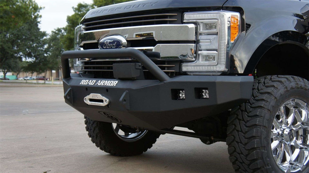 Road Armor 617F4B Stealth Winch Front Bumper for Select Ford F-250 Super Duty, Ford F-350 Super Duty