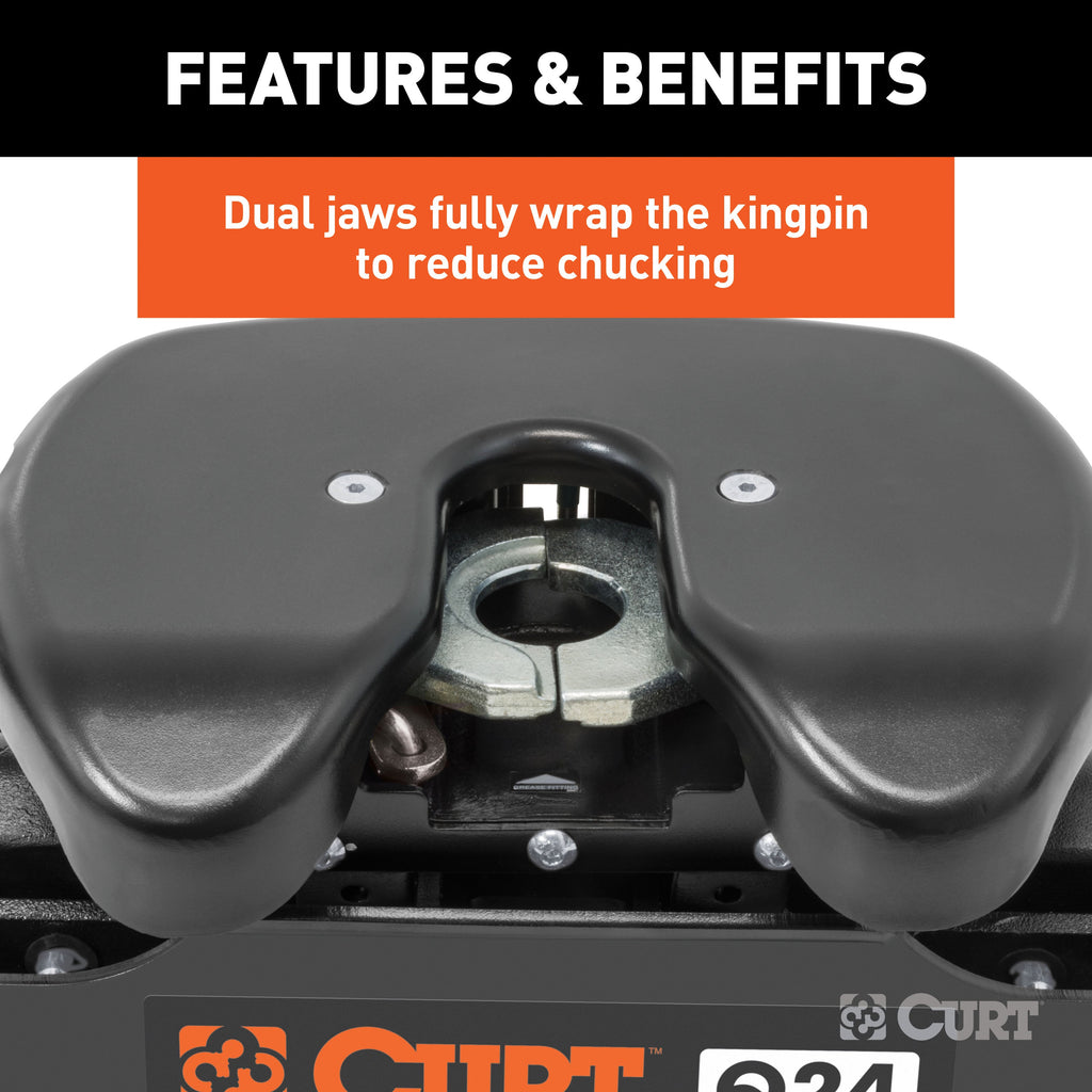 CURT 16545 CURT 16545 Q24 5th Wheel Hitch Head Only; Legs or Roller Required; 24;000 lbs - Truck Part Superstore