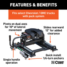 Load image into Gallery viewer, CURT 16667 E16 Sliding 5th Wheel Hitch; 16K; Select Silverado; Sierra; 6.5ft. Bed Puck Syst - Truck Part Superstore