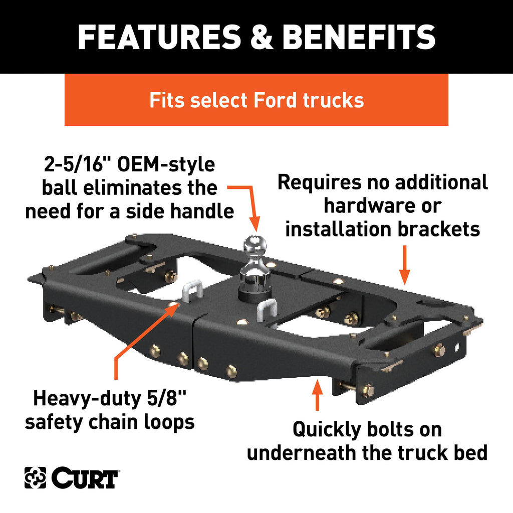 CURT 60700 OEM-Style Gooseneck Hitch; Select Ford F-250; F-350; F-450 Super Duty - Truck Part Superstore