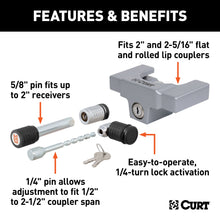 Load image into Gallery viewer, CURT 23088 Hitch/Coupler Lock Set (2in. Receiver; 1/2in. to 2-1/2in. Latch; 2in./2-5/16in. - Truck Part Superstore
