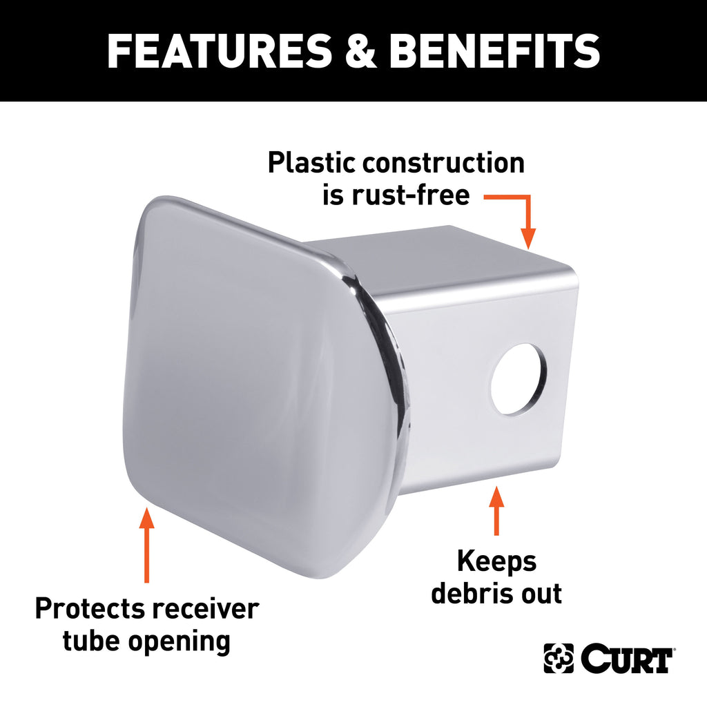 CURT 22170 CURT 22170 Chrome Plastic Trailer Hitch Cover; Fits 2-Inch Receiver - Truck Part Superstore