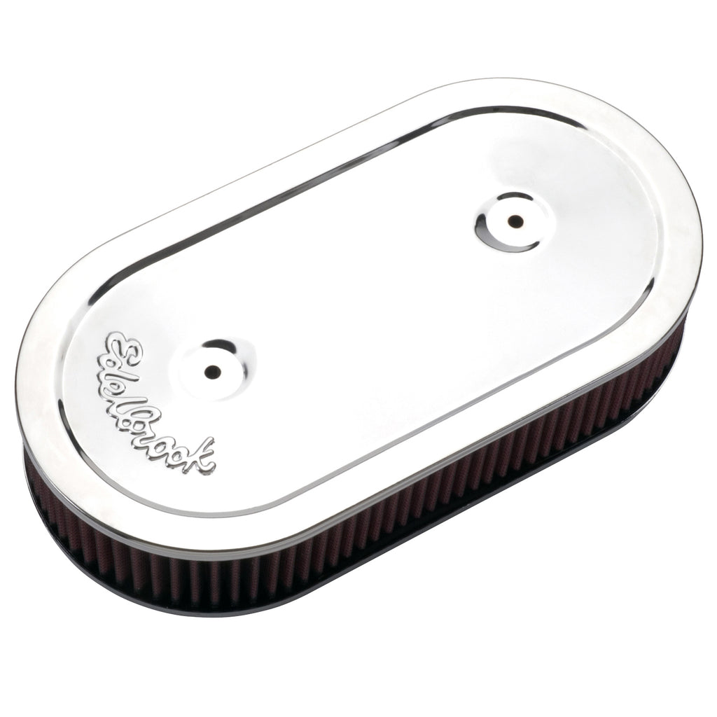 Air-Cleaner-Pro-Flo-Series-Oval-Steel-Top-Cloth-Element-13-5In-X-7In-X-3-5In-Chrome