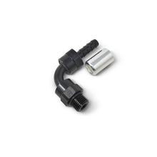 Load image into Gallery viewer, Hose-End-Crimp-On-10-Sae-Port-Male-To-8-Hose-90-Deg-Swivel-Blk-Anodized