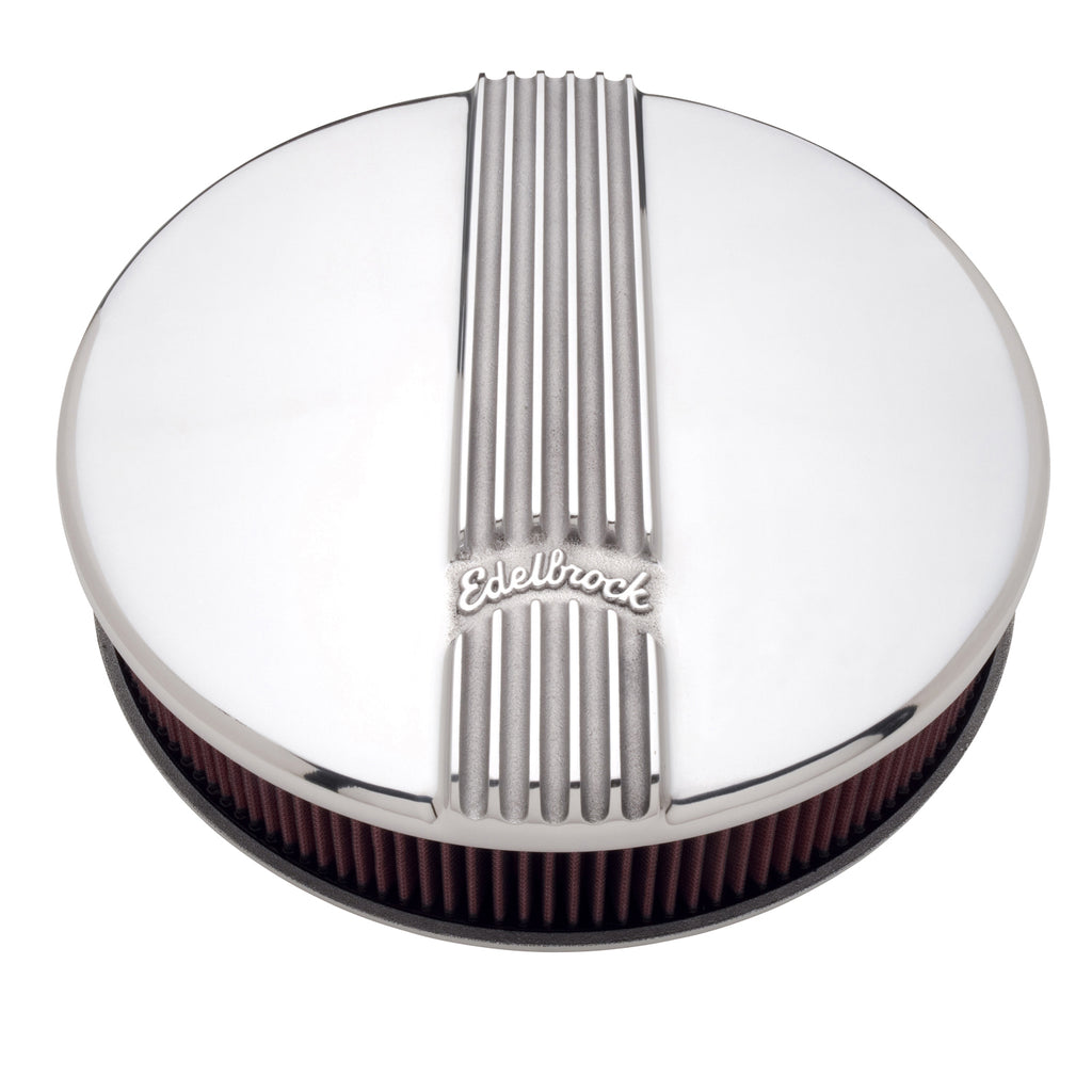 Air-Cleaner-Classic-Series-Round-Aluminum-Top-Cloth-Element-14In-Dia-X-3-9In-Polished