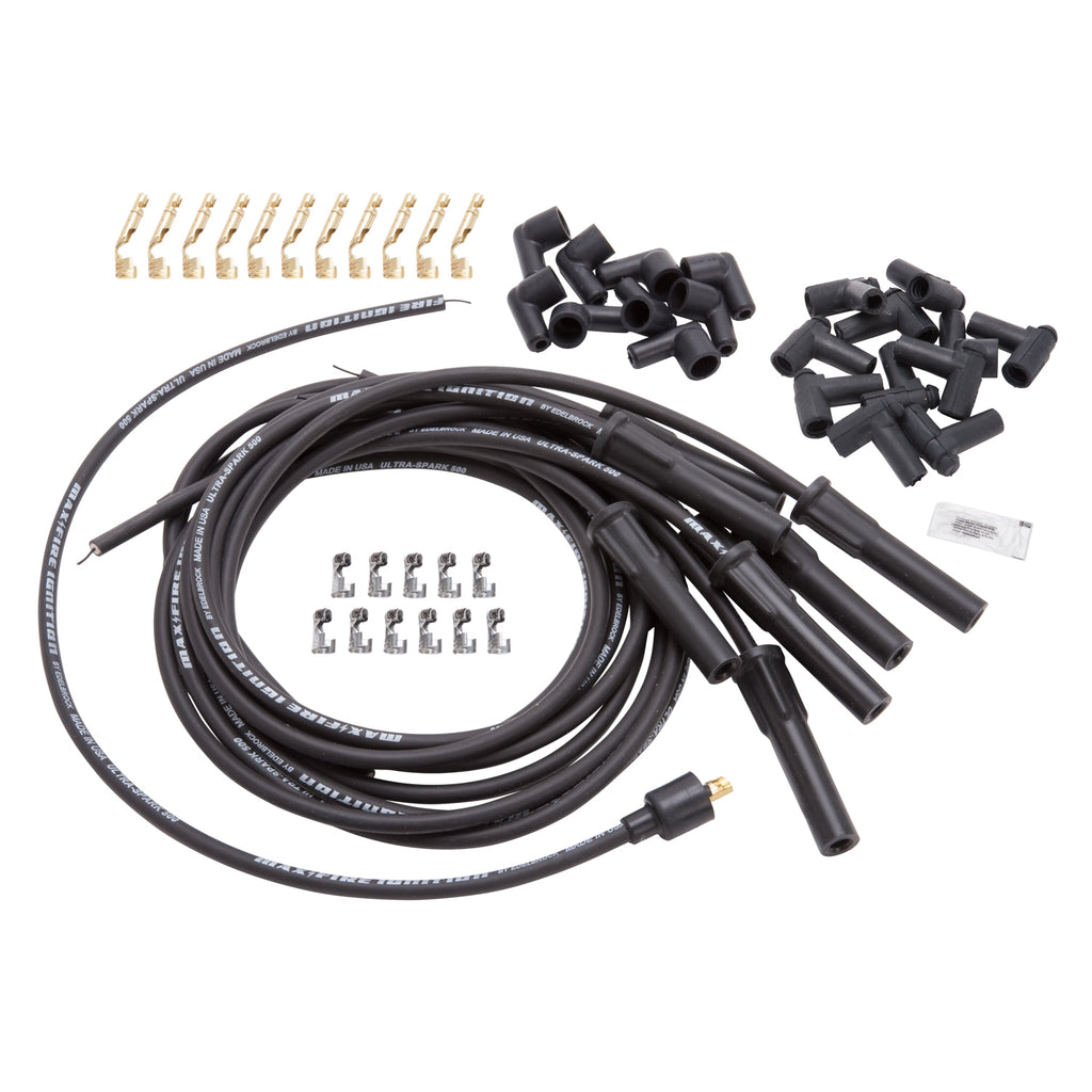 Spark-Plug-Wire-Set-Universal-Flex-Boots-500-Ohm-Resistance-8-65Mm-Black-Wire-(Set-Of-9)