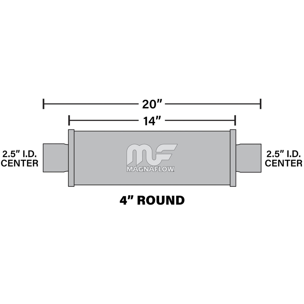 MagnaFlow Exhaust Products 10416 Straight-Through Performance Muffler; 2.5in. Center/Center; 4x14x4 Body