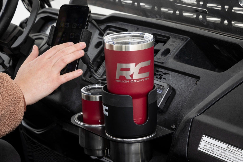 Rough Country J5054 Cup Holder for Select Honda SXS1000M3 Pioneer 1000, Honda SXS1000M3 Pioneer Deluxe, Honda SXS1000M3 Pioneer Forest, Honda SXS1000M3 Pioneer Trail, Honda SXS1000M5 Pioneer 1000-5, Honda SXS1000M5 Pioneer 1000-5 Deluxe, Honda SXS1000M5
