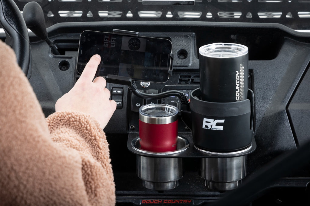 Rough Country J5054 Cup Holder for Select Honda SXS1000M3 Pioneer 1000, Honda SXS1000M3 Pioneer Deluxe, Honda SXS1000M3 Pioneer Forest, Honda SXS1000M3 Pioneer Trail, Honda SXS1000M5 Pioneer 1000-5, Honda SXS1000M5 Pioneer 1000-5 Deluxe, Honda SXS1000M5