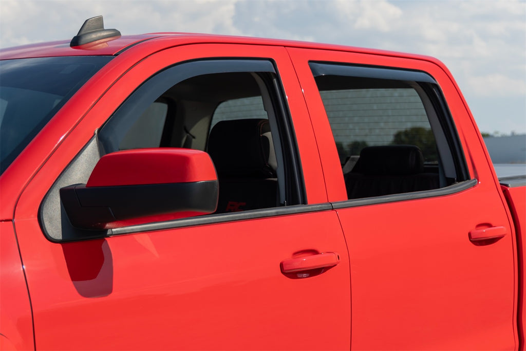 Rough Country 811419 Side Window Deflectors for Select Chevrolet Silverado 1500, Chevrolet Silverado HD, Chevrolet Silverado HD, GMC Sierra 1500, GMC Sierra HD, GMC Sierra HD