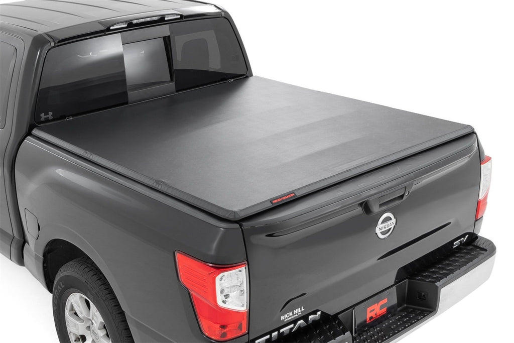 Rough Country 41816555A Soft Tri-Fold Tonneau Bed Cover for Select Nissan TITAN