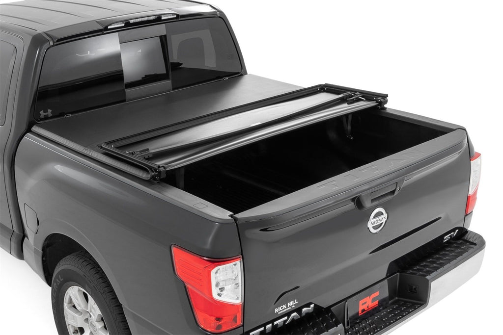 Rough Country 41816555A Soft Tri-Fold Tonneau Bed Cover for Select Nissan TITAN