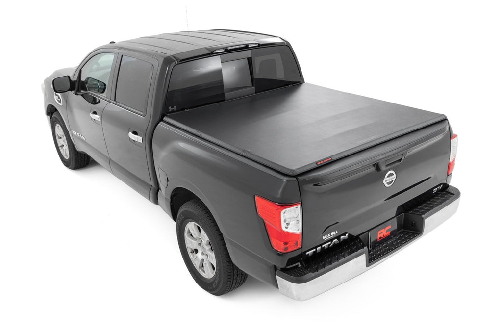 Rough Country 41816555A Soft Tri-Fold Tonneau Bed Cover for Select Nissan TITAN