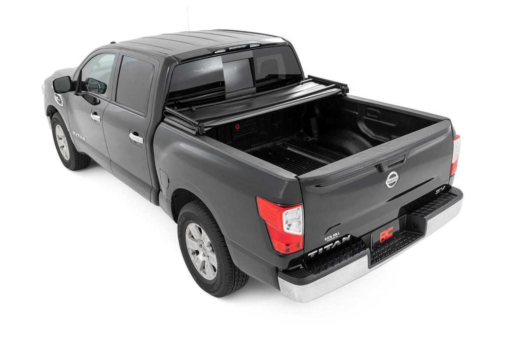 Rough Country 41816555A Soft Tri-Fold Tonneau Bed Cover for Select Nissan TITAN