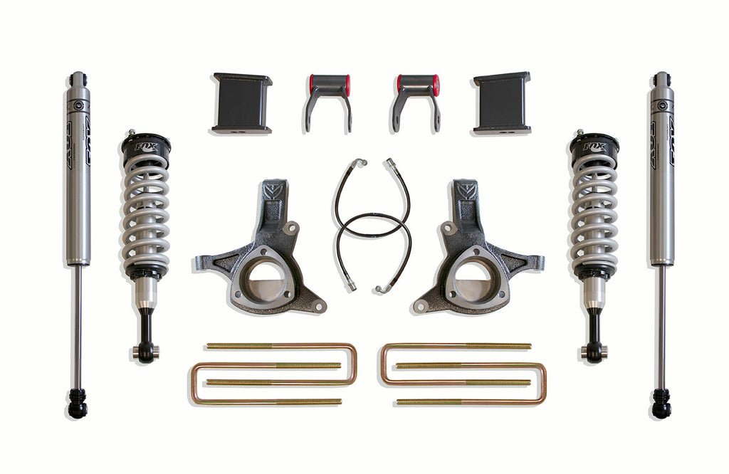 07-16-Gm-C1500-2Wd-WCast-Steel-Susp.-7In4In-Maxpro-Elite-Spindle-Lift-Kit-WFox-Shocks