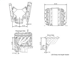 Kooks Custom Headers 29101200 1-3/4in. x 3in. SS Mid-Length LS Swap Headers.