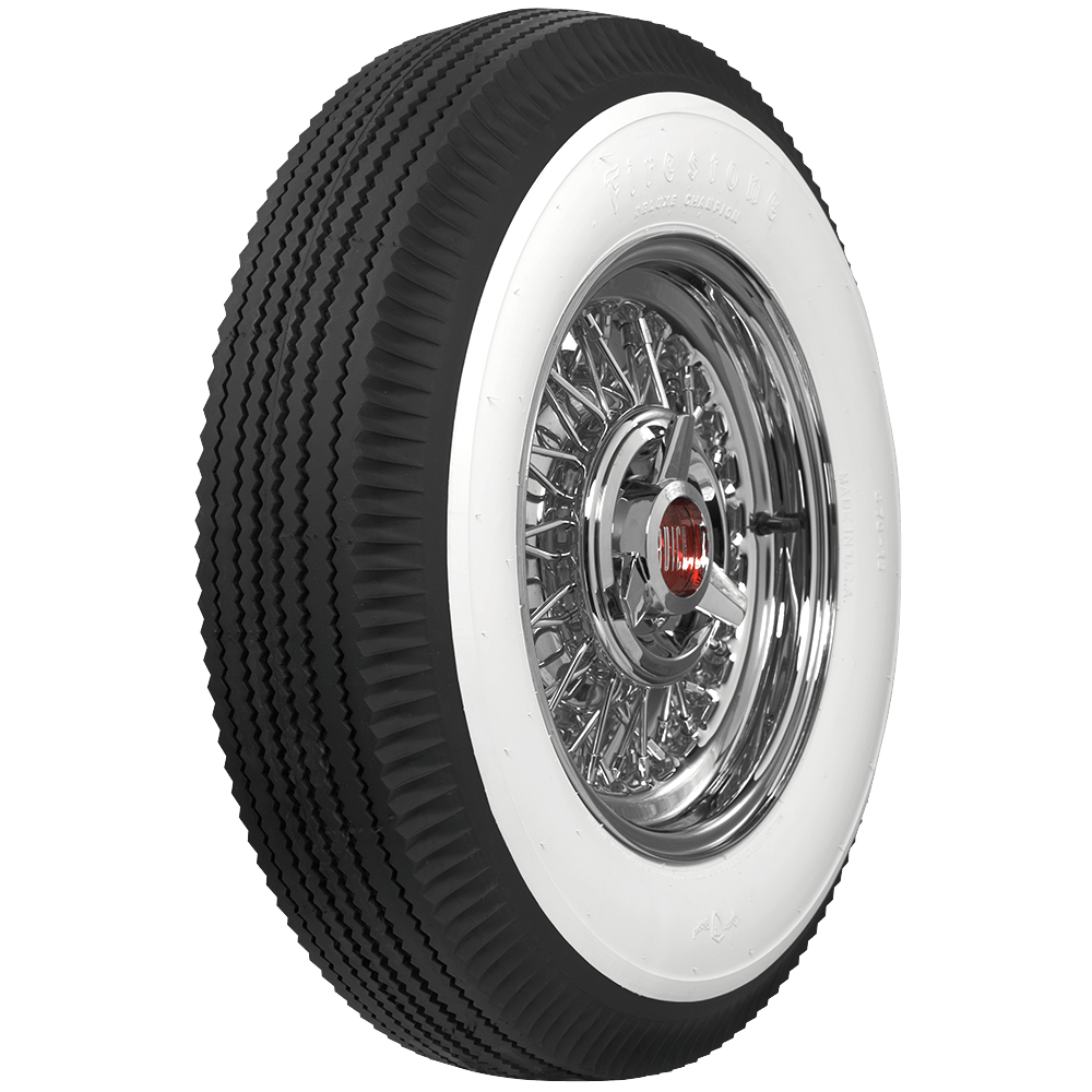 Coker 568820 670-15 FIRESTONE 3 1/4" WW for Select AC Greyhound, AC Shelby Cobra, Alvis TD21, Aston Martin DB4, Aston Martin DB5, BMW 3200, BMW 3200CS, Borgward Hansa 2400, Bristol 410, Bristol 411, Chevrolet 1500, Chevrolet Bel Air, Chevrolet Corvette,