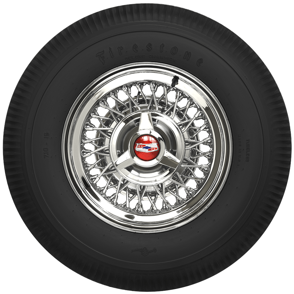 Coker 579880 710-15 FIRESTONE BLACK for Select Buick Riviera, Buick Special, Dodge Coronet, Dodge Meadowbrook, Dodge Royal, Ford Fairlane, Ford Thunderbird, Hudson Hornet, Mercedes-Benz 300, Mercedes-Benz 300B, Mercury Custom, Mercury Montclair, Mercury