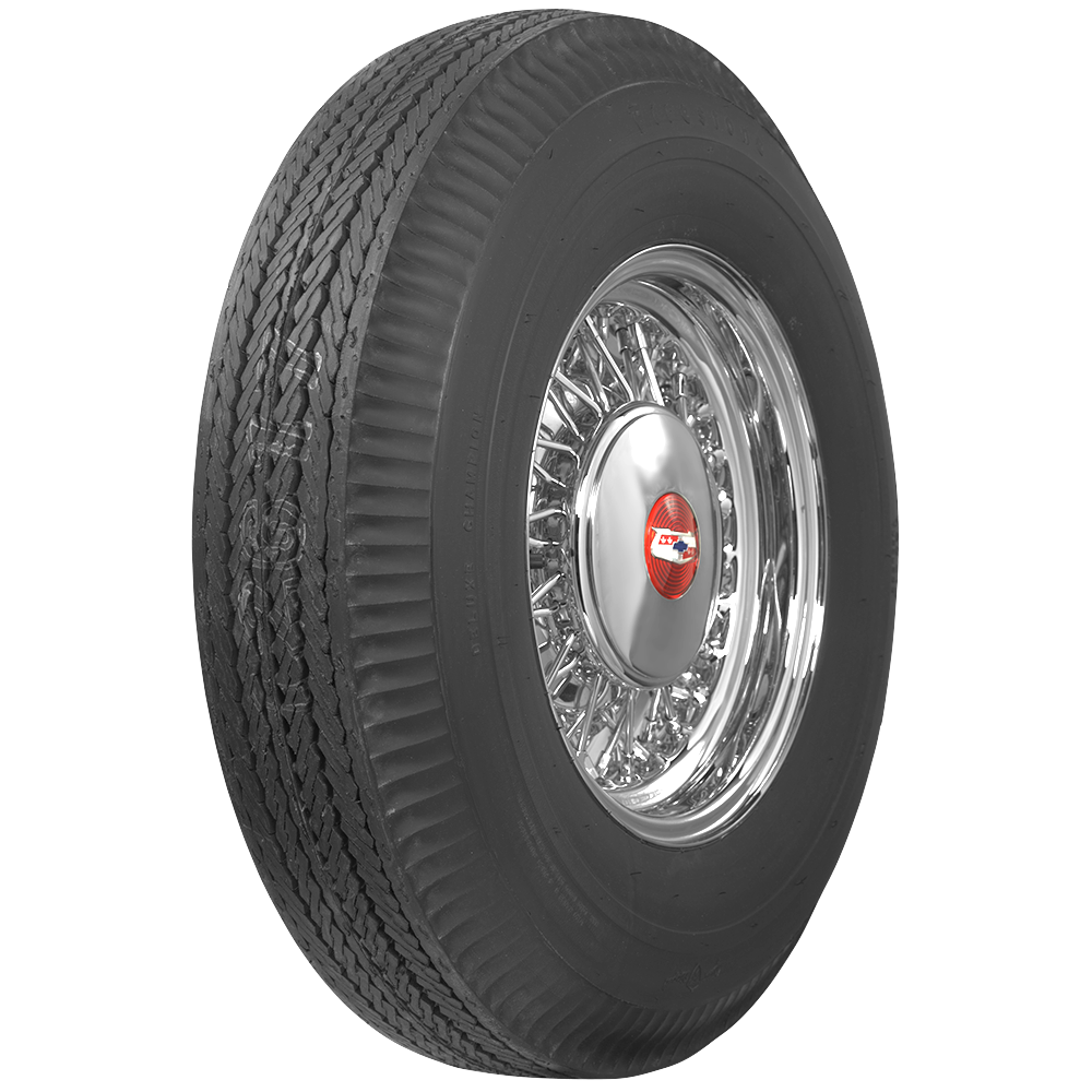 Coker 517805 750-14 FIRESTONE BLACK for Select Buick Special, Chevrolet Biscayne, Chevrolet Chevelle, Dodge 330, Dodge 440, Dodge C500, Dodge Coronet, Dodge D500, Dodge Dart, Dodge PC500, Dodge PD500, Dodge S500, Edsel Ranger, Ford 300, Ford Fairlane,