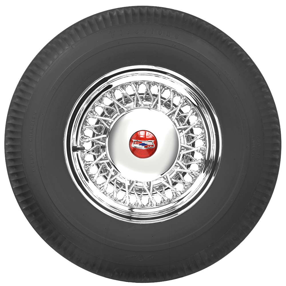 Coker 517805 750-14 FIRESTONE BLACK for Select Buick Special, Chevrolet Biscayne, Chevrolet Chevelle, Dodge 330, Dodge 440, Dodge C500, Dodge Coronet, Dodge D500, Dodge Dart, Dodge PC500, Dodge PD500, Dodge S500, Edsel Ranger, Ford 300, Ford Fairlane,