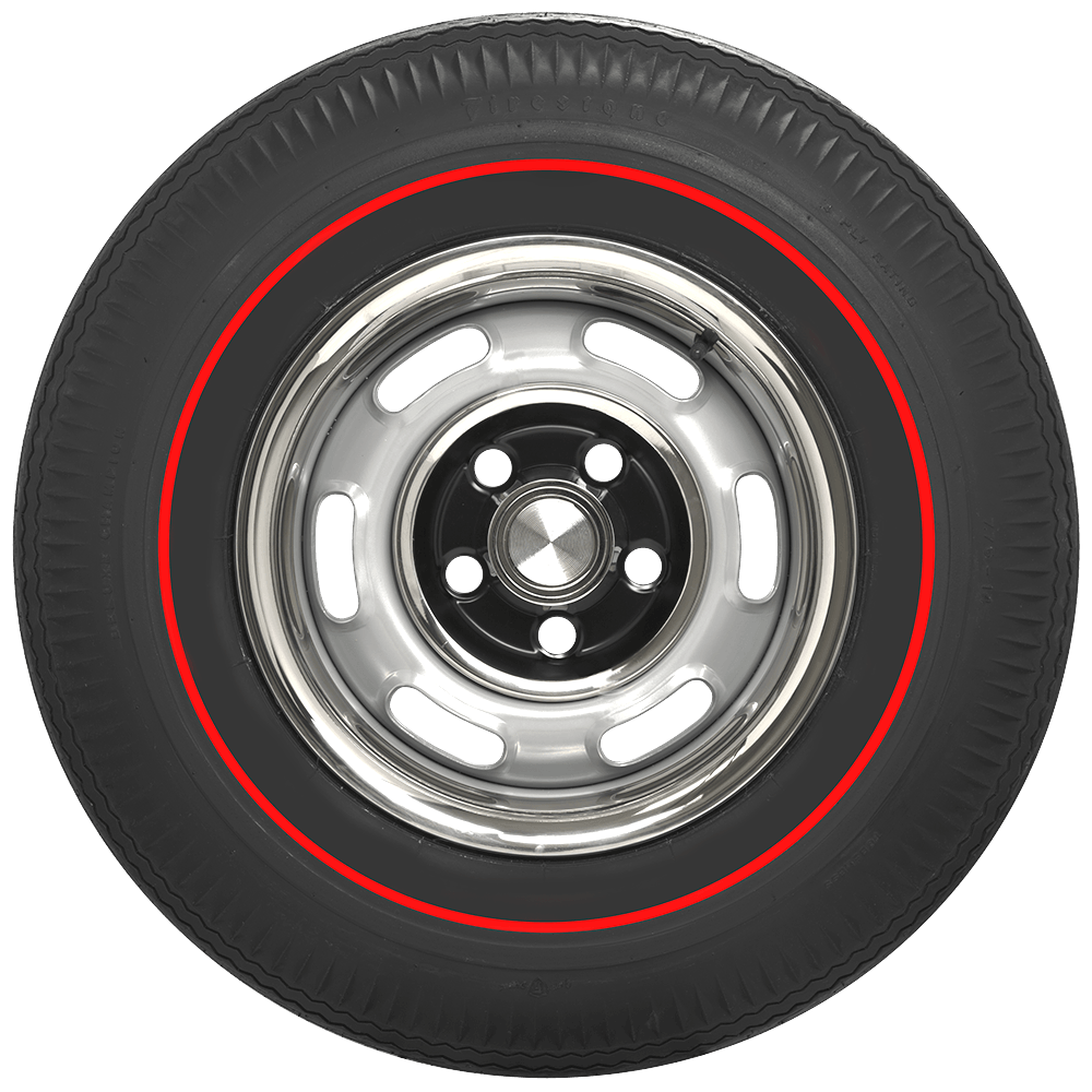 Coker 526065 775-14 FIRESTONE 3/8" REDLINE for Select American Motors Ambassador, American Motors Marlin, American Motors Rebel, Buick Skylark, Buick Special, Chevrolet Camaro, Chevrolet Chevelle, Dodge 330, Dodge 440, Dodge C500, Dodge Charger, Dodge