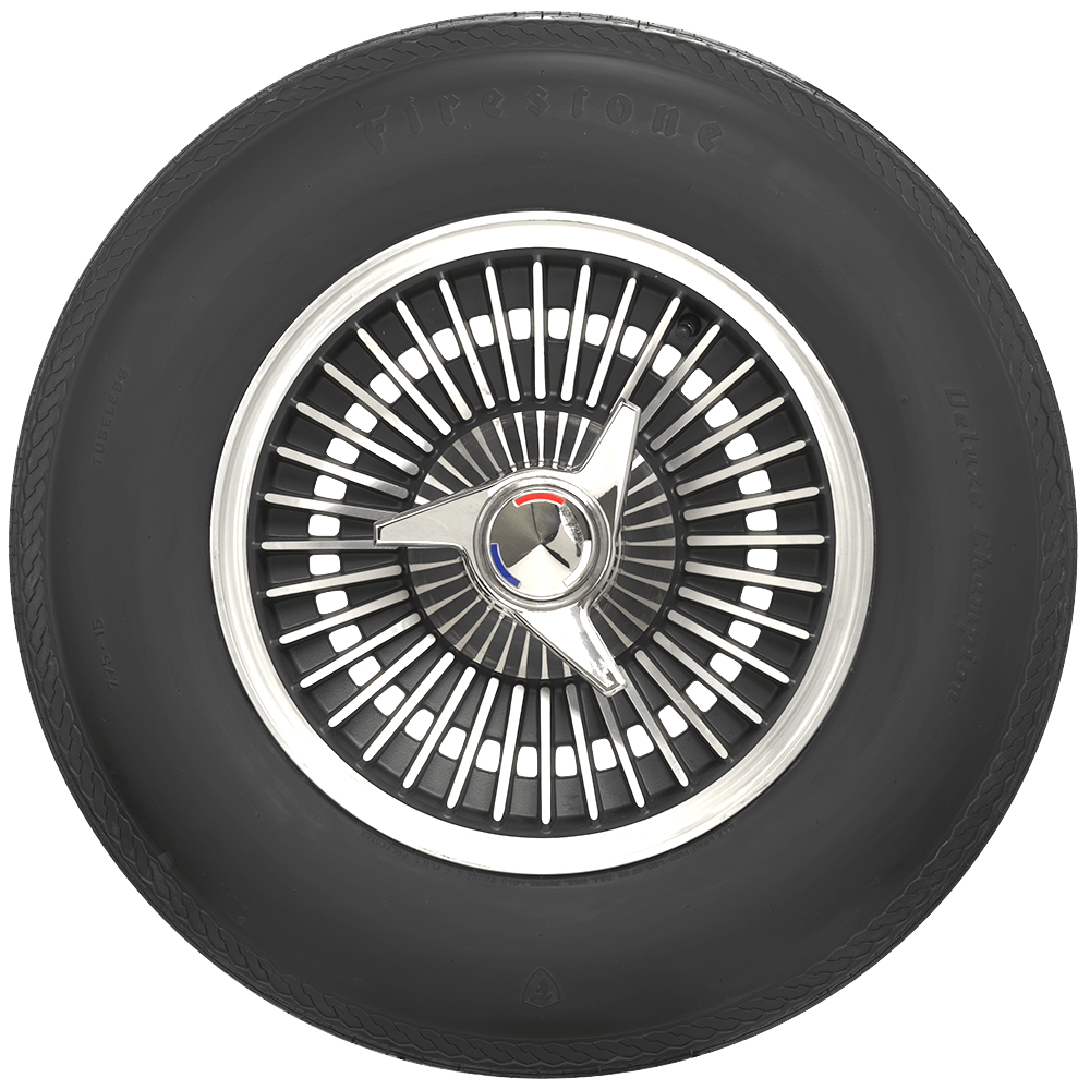 Coker 597040 775-15 FIRESTONE BLACK for Select Alvis TE21, Aston Martin DB4, Aston Martin DB5, Aston Martin DB6, Chevrolet Corvette, Facel Vega Facel II, Humber Super Snipe, Oldsmobile F85, Oldsmobile Vista Cruiser, Plymouth Fury