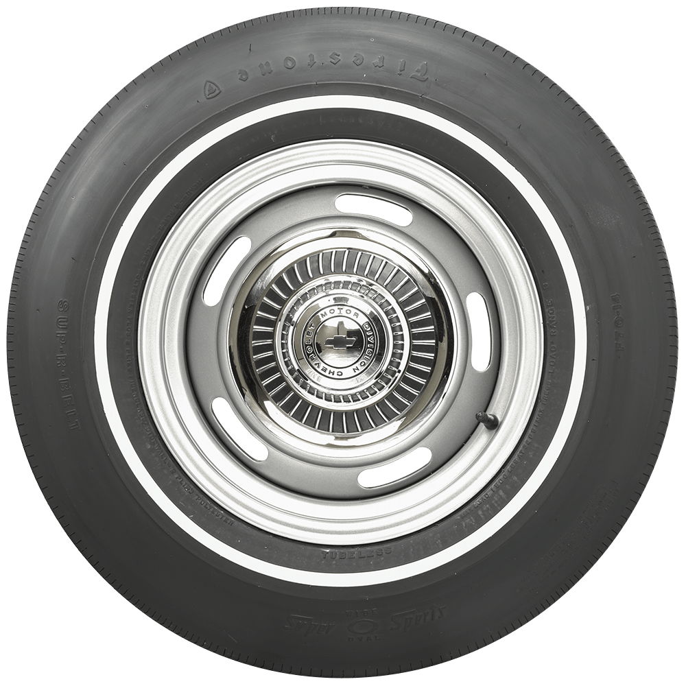Coker 55260 G70-14 FIRESTONE PIN WHITE for Select Buick Century, Chevrolet Chevelle, Chevrolet El Camino, Dodge Charger, Dodge Coronet, Ford Fairlane, Ford Gran Torino, Ford Ranchero, Ford Torino, GMC Sprint, Mercury Cyclone, Mercury Montego, Oldsmobile