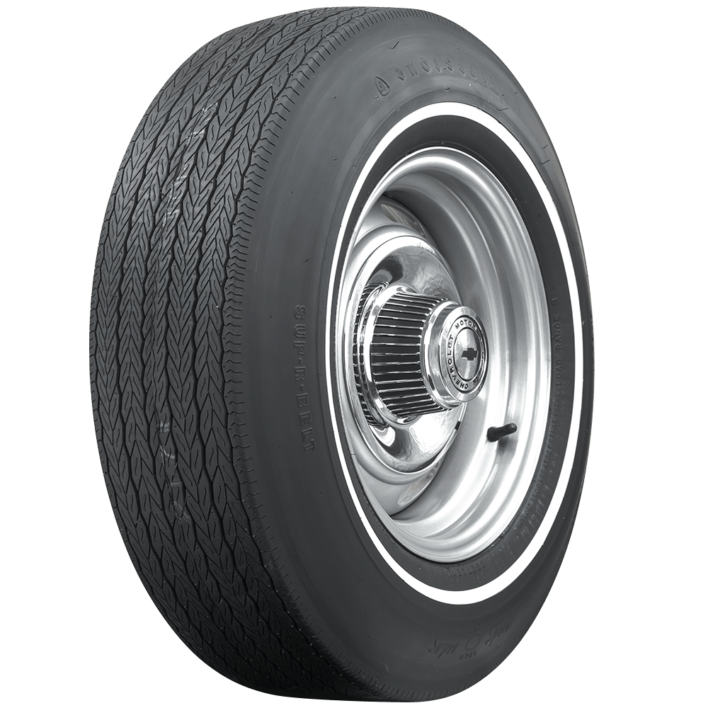 Coker 62660 G70-15 FIRESTONE PIN WHITE for Select Chevrolet Bel Air, Chevrolet Biscayne, Chevrolet Impala, Chevrolet Monte Carlo, Ford GT40