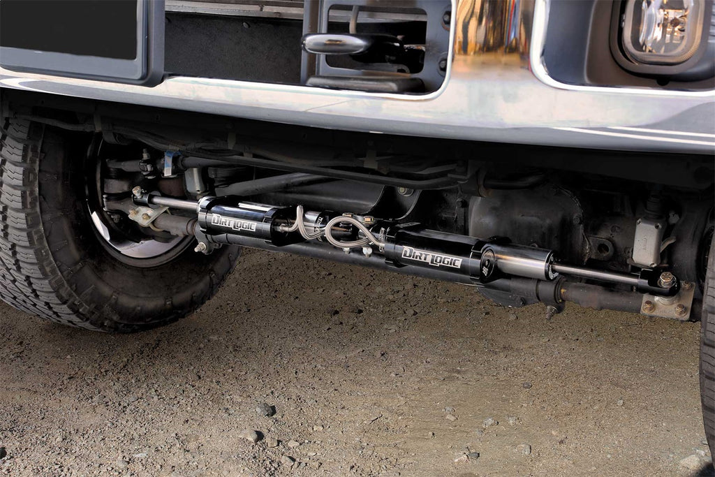 Fabtech FTS221162 Dual Dirt Logic 2.25 Stainless Steel Steering Stabilizer Kit for Select Ford F-250 Super Duty, Ford F-350 Super Duty