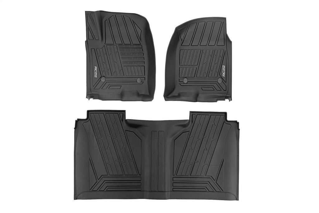 Rough Country FF-21612 Flex-Fit Floor Mats for Select Chevrolet Silverado 1500, Chevrolet Silverado LTD, Chevrolet Silverado HD, Chevrolet Silverado HD, GMC Sierra 1500, GMC Sierra Limited, GMC Sierra HD, GMC Sierra HD