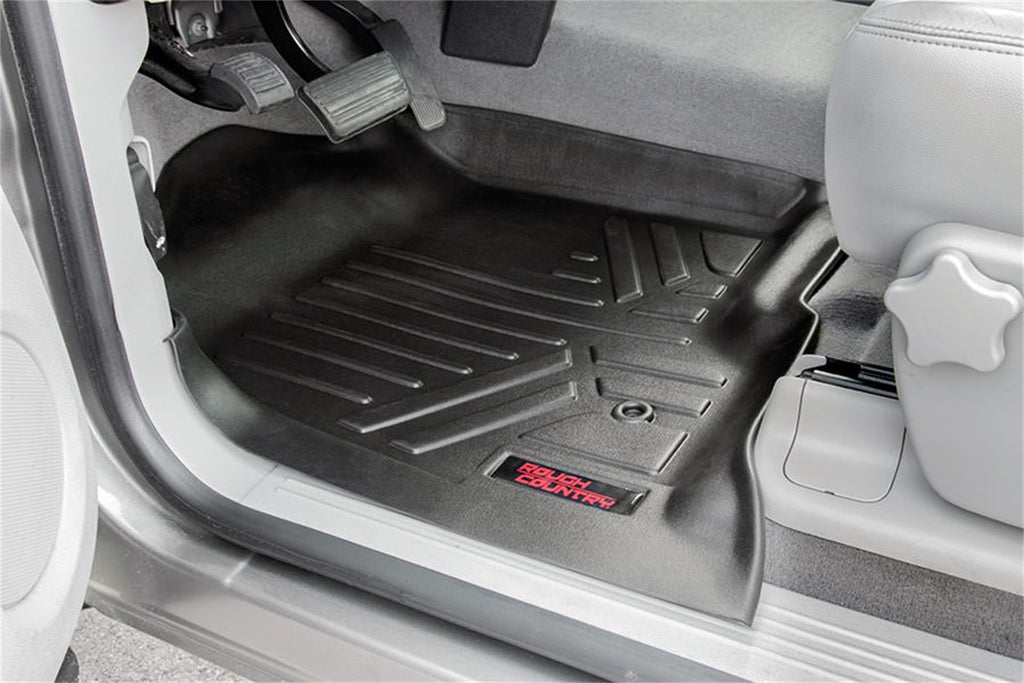 Rough Country M-2071 Heavy Duty Floor Mats for Select Chevrolet Silverado 1500, Chevrolet Silverado HD, Chevrolet Silverado HD, GMC Sierra 1500, GMC Sierra HD, GMC Sierra HD