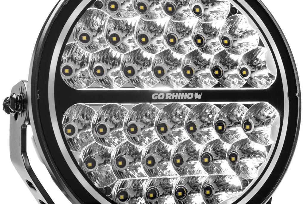 Go Rhino 751700911DRS Blackout Series - MAXROUND 9" Round LED Driving Light w/Daytime Running Lights for Select Chevrolet Suburban, Chevrolet Tahoe