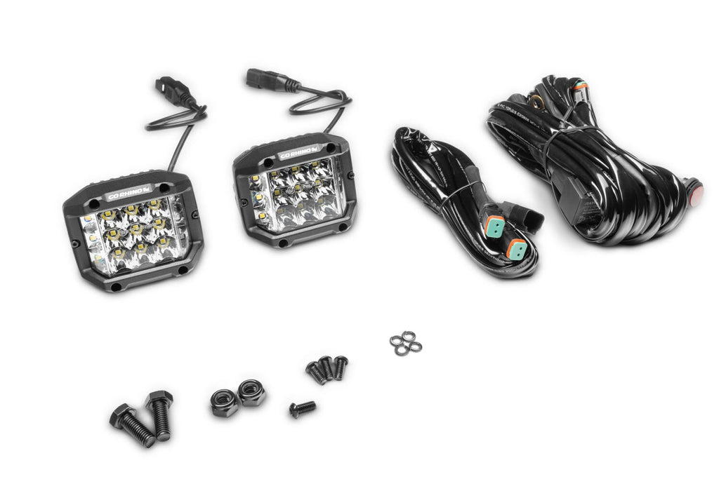 Go Rhino 750300323SCS Bright Series - SIDELINE 4x3 LED Spot Lights, Pair