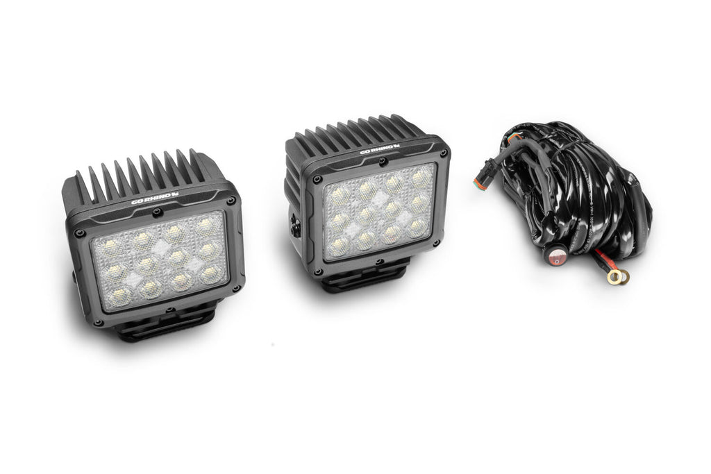 Go Rhino 751800523FCS Bright Series - Square 5" Rectangular LED Flood Lights, Pair