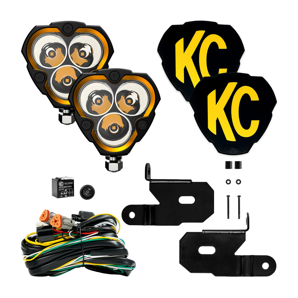 KC HiLiTES 97128 KC FLEX ERA 3 LED 3.5in Spot 2-Light Sys for Select Jeep Gladiator, Jeep Wrangler
