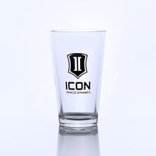 Load image into Gallery viewer, ICON Vehicle Dynamics ICON-2140-SL-BL-16OZ 16OZ PINT GLASS W/STACKED BLACK ICON LOGO