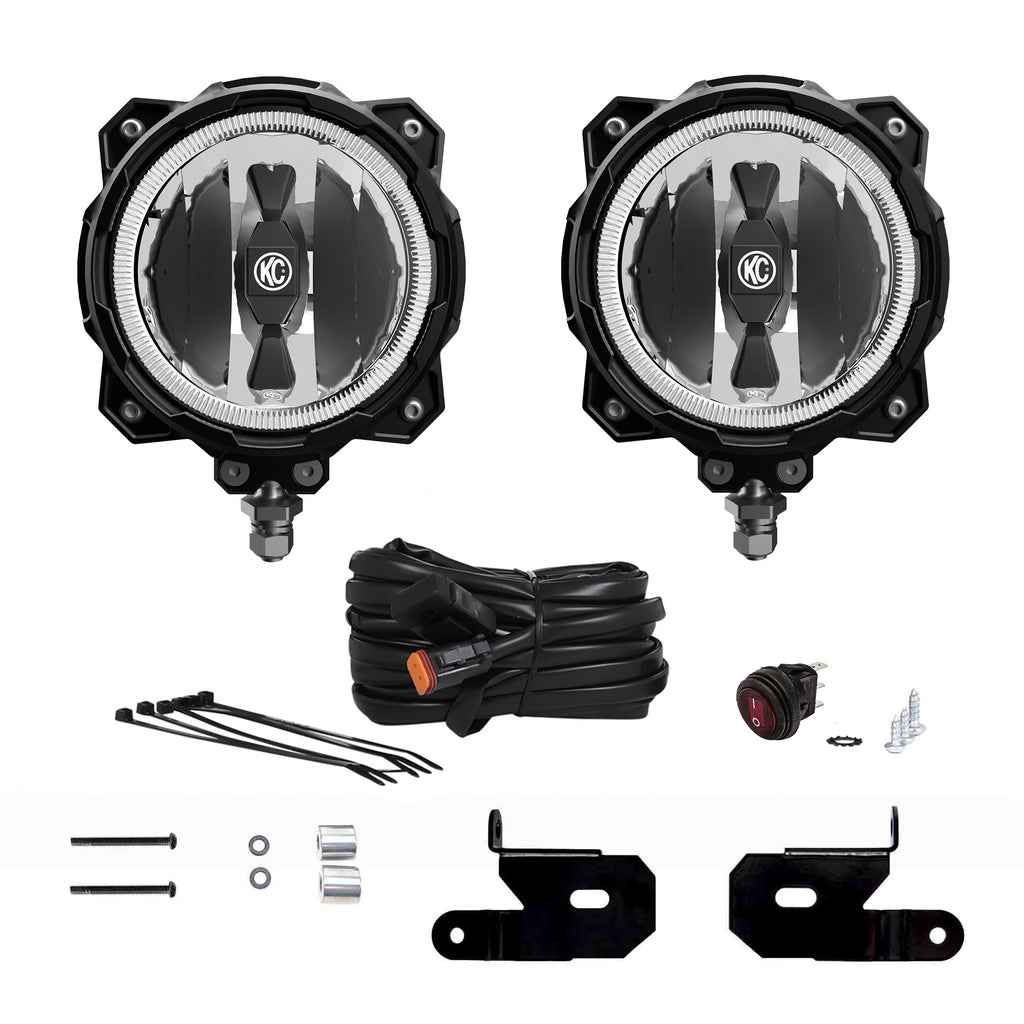 KC HiLiTES 97111 Pro6 LED 6" Pillar Spot 2-Lt Sys - 18-25 Jeep Wrangler JL/Jeep Gladiator JT for Select Jeep Gladiator, Jeep Wrangler
