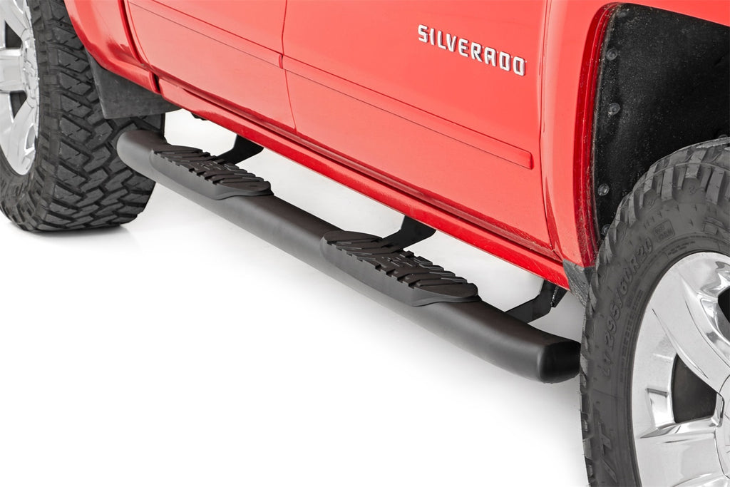 Rough Country 21001 Oval Nerf Step Bar for Select Chevrolet Silverado 1500, Chevrolet Silverado HD, Chevrolet Silverado HD, GMC Sierra 1500, GMC Sierra HD, GMC Sierra HD