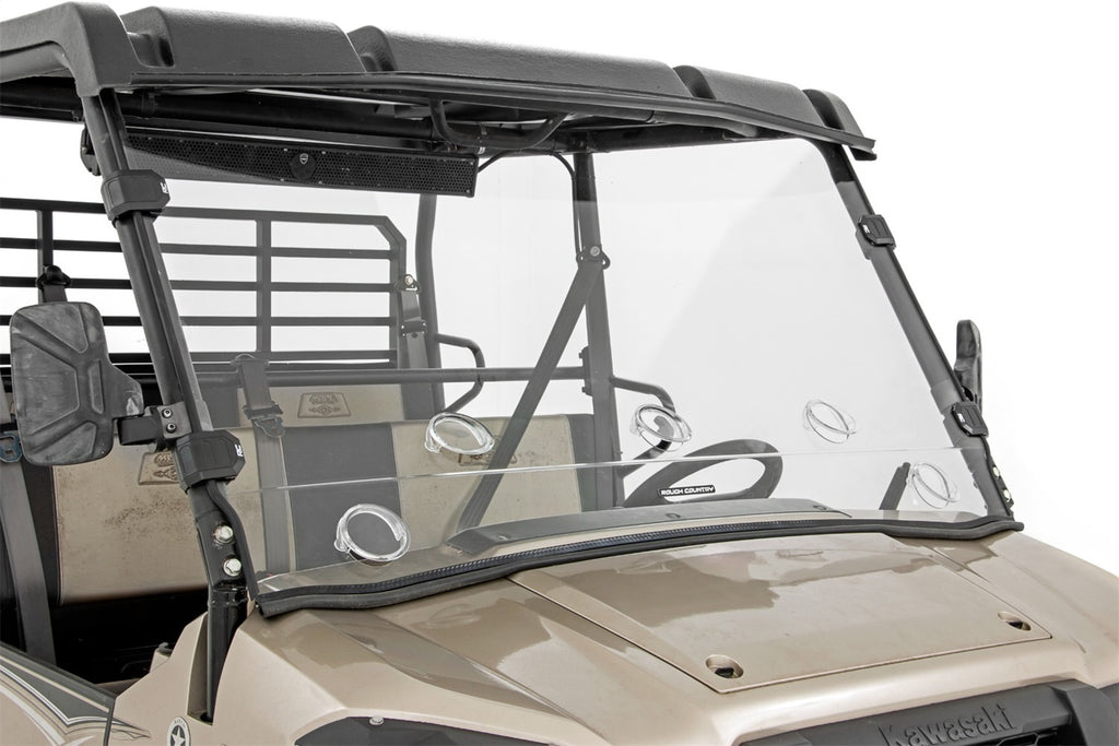 Rough Country 98215150 Windshield for Select Kawasaki KAF1000 Mule PRO-DX EPS Diesel, Kawasaki KAF1000 Mule PRO-DXT Diesel, Kawasaki KAF820 Mule PRO-FX, Kawasaki KAF820 Mule PRO-FX EPS, Kawasaki KAF820 Mule PRO-FX EPS Camo, Kawasaki KAF820 Mule PRO-FX