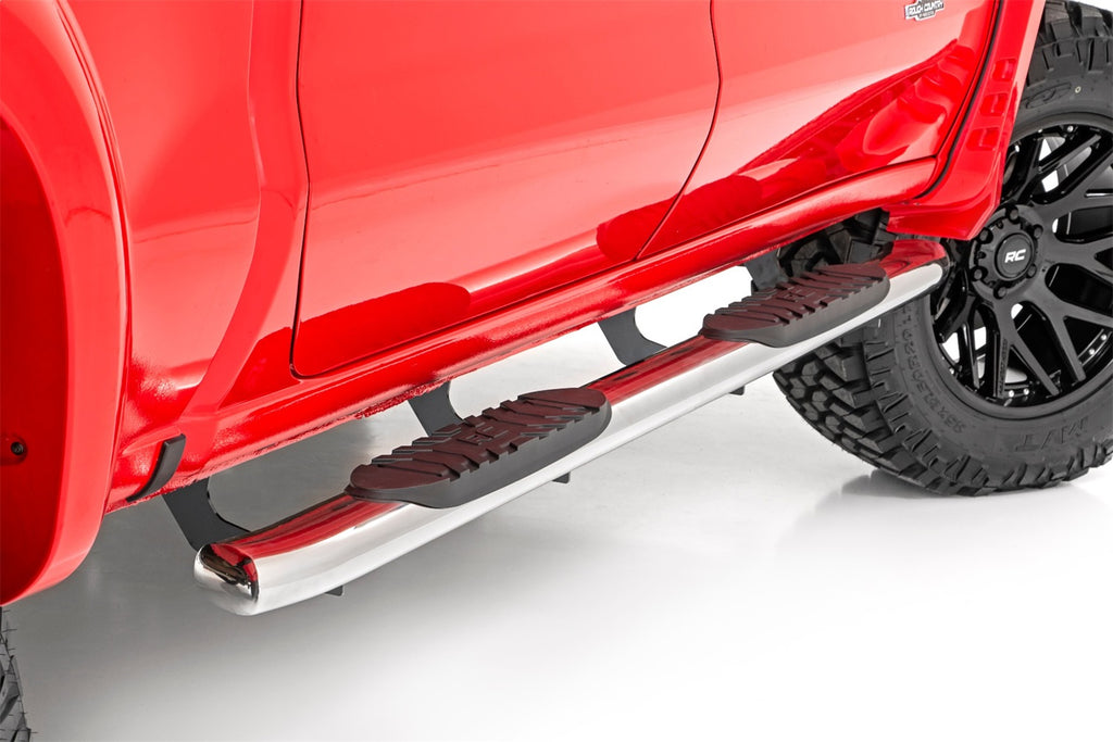Rough Country 21002S Oval Nerf Step Bar for Select Chevrolet Silverado 1500, Chevrolet Silverado LTD, Chevrolet Silverado HD, Chevrolet Silverado HD, GMC Sierra 1500, GMC Sierra Limited, GMC Sierra HD, GMC Sierra HD